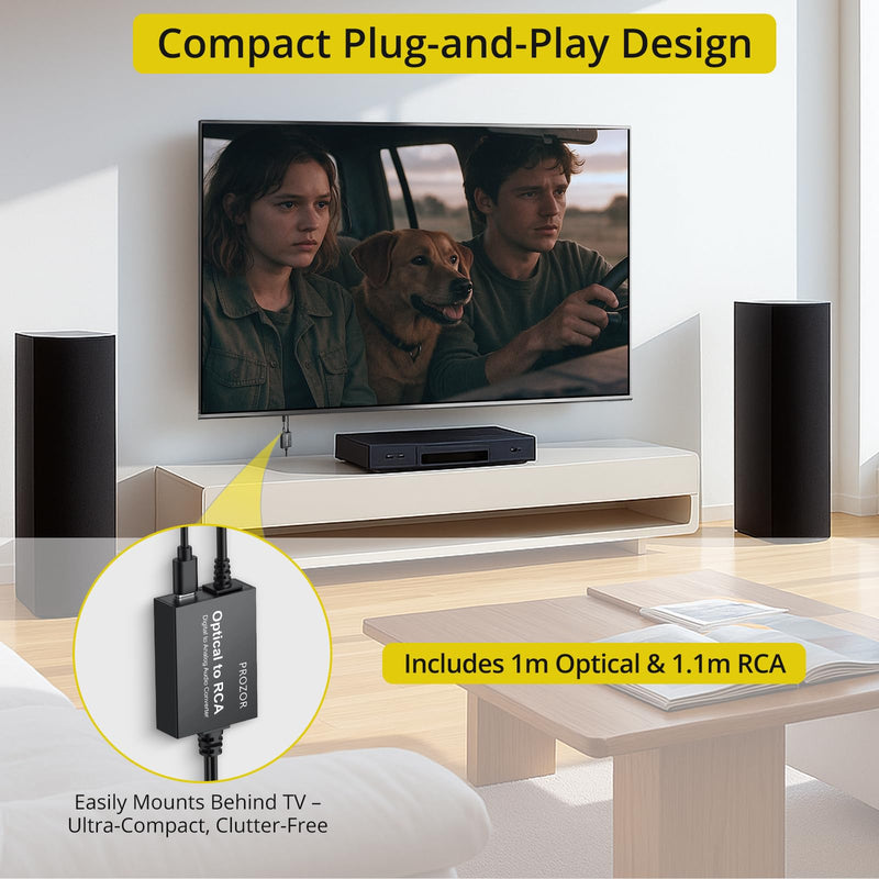 PROZOR 192KHz Digital to Analog Audio Converter 7ft/2.1m Cable Optical to RCA Adapter DAC Digital Audio Converter SPDIF Toslink to RCA for HDTV Amp Blu-Ray DVD PS3 PS4