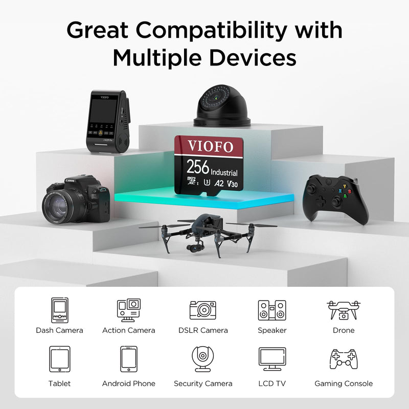  [AUSTRALIA] - VIOFO 256GB Industrial Grade microSD Card, U3 A2 V30 High Speed Memory Card with Adapter, Support Ultra HD 4K Video Recording VIOFO 256GB microSD Card