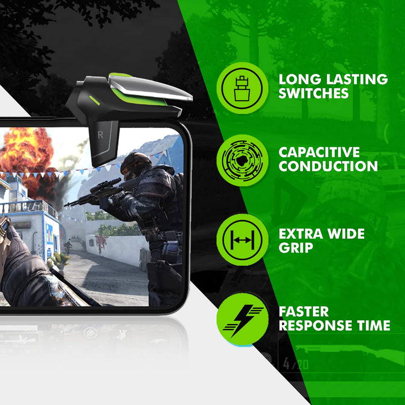 BattleMods NinjaX Mobile Gaming Triggers 5X Faster with Capacitive Conduction for BGMI/Free Fire Max/COD Mobile - (Black) NinjaX