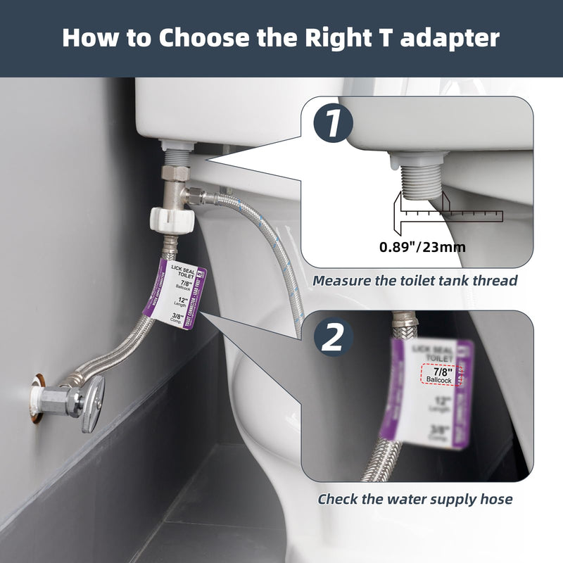 Hibbent Bidet T Adapter, Metal T Valve for Bidet(7/8” x 7/8” x 3/8”) or (15/16" x 15/16" x 9/16"), 3 Way Tee Connector Bidet Attachment for Toilet 15/16" Tee 15/16"-15/16"-9/16"