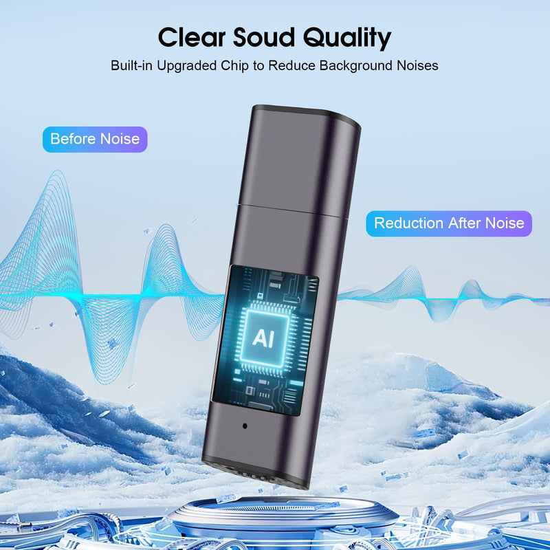 64GB Digital Voice Recorder Voice Activated Recorder USB Recording Device with Noise Reduction Rechargeable 750Hrs Small Pocket Audio Recording Devices for Lectures, Interview, Meeting, Class (Grey) Grey