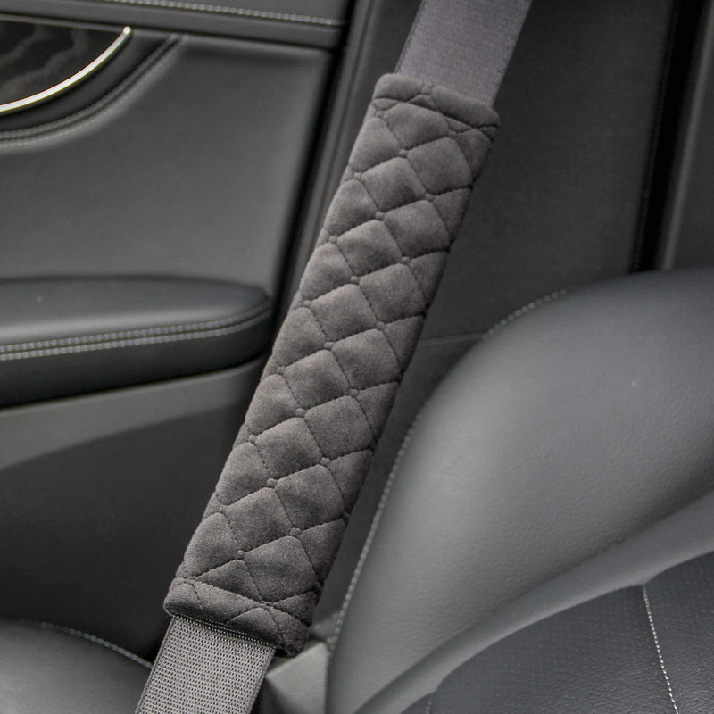 Amooca Soft Auto Seat Belt Cover Seatbelt Shoulder Pad 2 PCS for a More Comfortable Driving Compatible with All Cars and Backpack Black B: Black