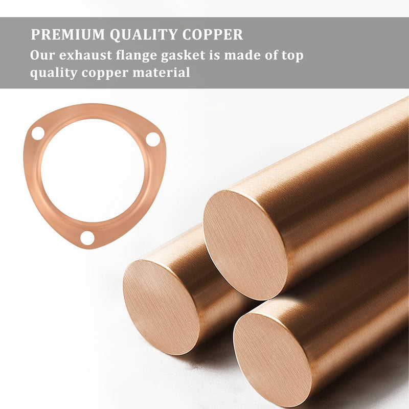 2PCS 3" Exhaust Gasket,Copper Exhaust Flange for Header Gasket & Collector Gasket,Car Accessories Exhaust Pipe Gasket Compatible with BBC/SBC,Automotive Exhaust Systems & Parts (3") 3"