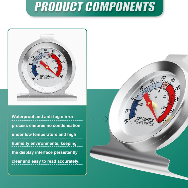 14PCS Refrigerator Thermometer, 2" Large Dial, -20~80°F/-30~30°C, with Red IndicatorAnalog Thermometer, for Refrigerators, Freezers, and Other Cold Storage Equipment 14