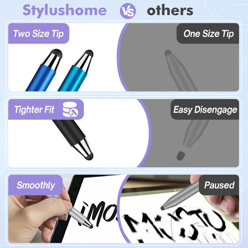 Stylus Pen for Touchscreen, 10 Pack 0.24"+0.36" High Sensitivity Stylus with 20 Pcs Replacement Capacitive Tips for iPhone iPad Android PC Tablets All Universal Touch Screens