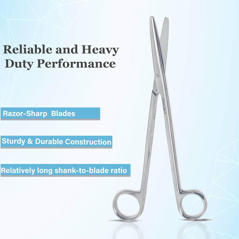 Metzenbaum Dissecting Scissors with Gold Rings- Long Slim Precision Scissors made of Medical Grade Premium Quality Stainless Steel (7" Straight Silver) 7" Straight Silver