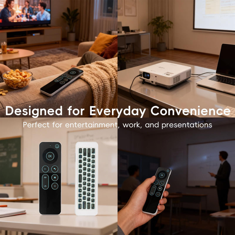 Air Mouse with Backlit Keyboard, Bluetooth & 2.4G | Rechargeable USB-C • 7-Color Backlit • 6-Axis Gyro • IR Learning • Android TV, PC & Smart TV Compatible