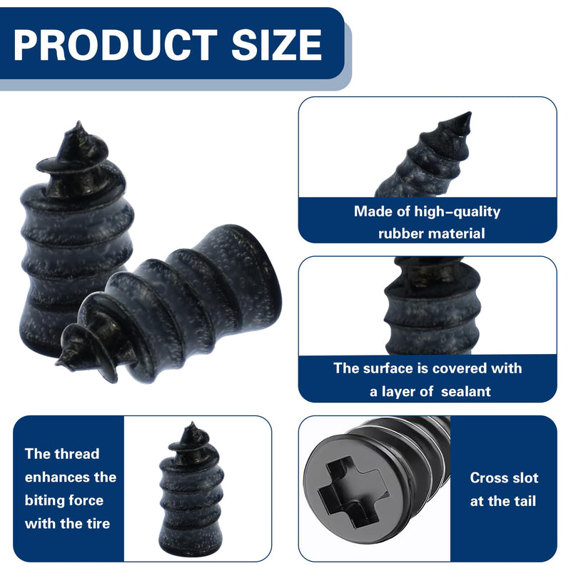 70 Pcs Tire Repair Rubber Nail, Tire Repair Nail Tire Repair Rubber Screws Fast Tool Self-Service Tire Repair Nail Vacuum Suitable for Car Motorcycle Jeep Tire Puncture Repair