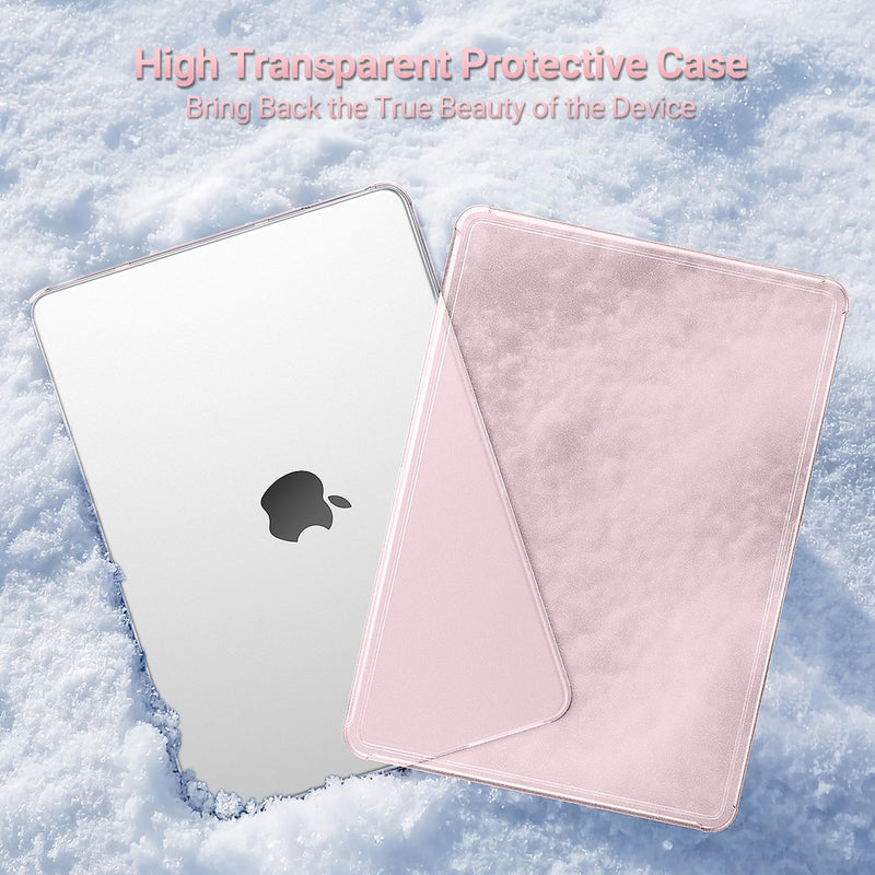 MOSISO Compatible with MacBook Air 13 inch Case M5 M4 M3 M2 2026-2022 | Reinforced Hard Shell&Puffy Bag&Keyboard/Webcam Cover&Screen Film for Mac Air 13.6, A3449 A3240 A3113 A2681, Pink
