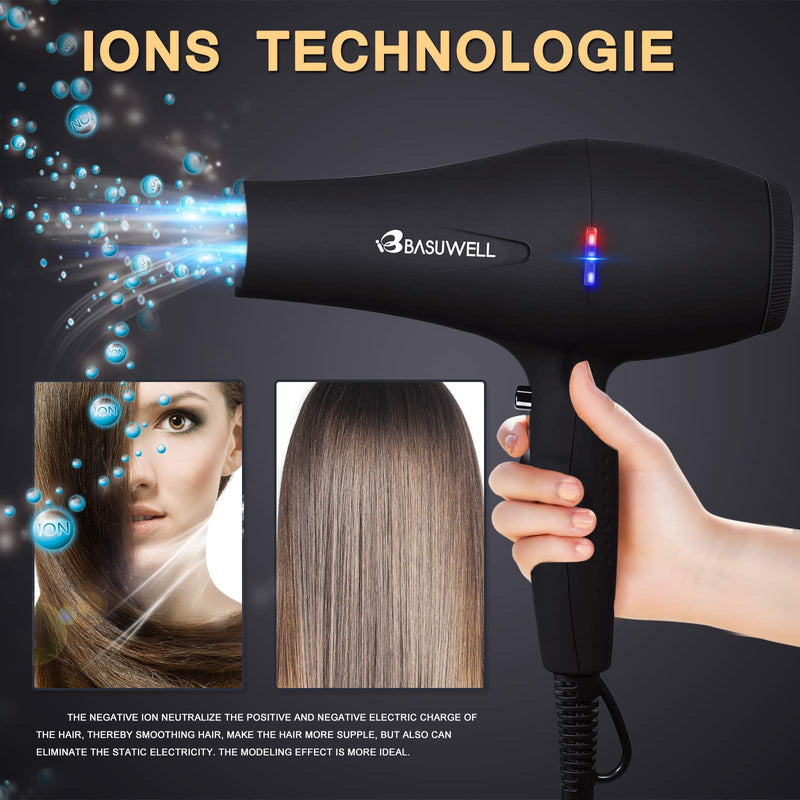 Hair Dryer Professional Ionic Hairdryer Fast Drying Salon with 2 Speed 3 Heat Setting, Cool Button, with Diffuser, Nozzle, Concentrator Comb for Women Man