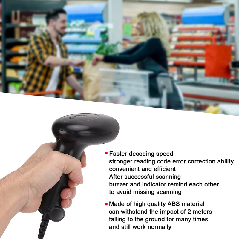 Sonew Handheld Barcode Scanner, 1D Image Bar Code Reader, USB Wired Scanner, for Store Supermarket, Scan Quickly Bussiness Accessory