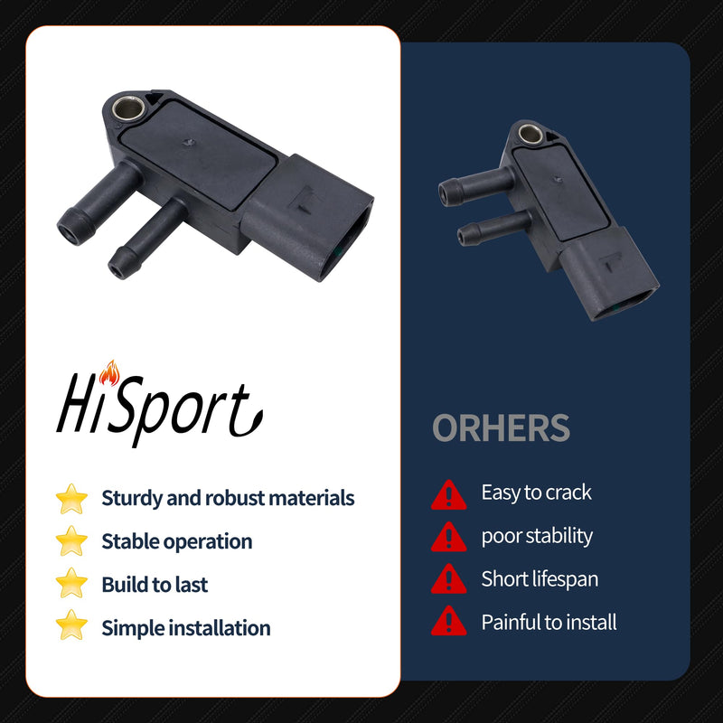 HiSport Differential Pressure Sensor 076906051B Compatible with Audi A3 VW Beetle Jetta Passat Replaces 076906051B