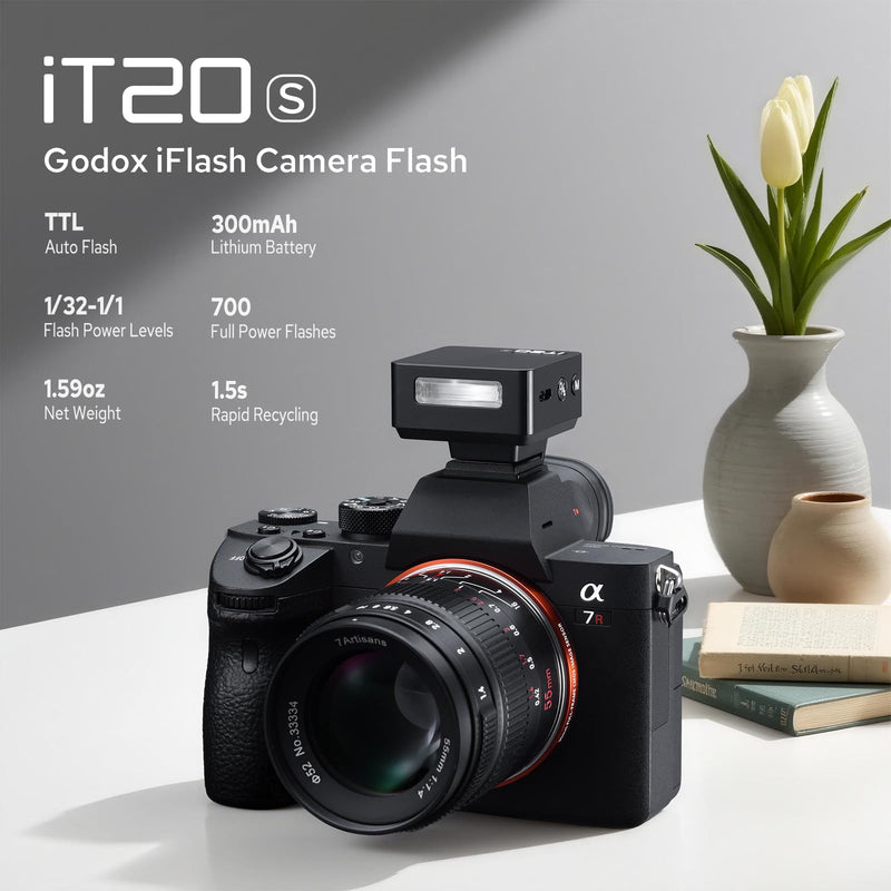 Godox iT20 S Flash for Sony, iT20-S Mini TTL Flash with Intuitive Screen | 1.5s Recycle, 700 Full Power Flashes, USB-C Charge, Built-in Battery, GODOX iT20S iT20 S Pocket Flash Speedlight iT20-S for Sony