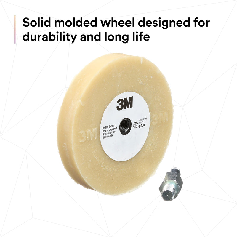 3M Stripe Off Wheel Adhesive Remover Eraser Wheel Removes Decals, Stripes, Vinyl, Tapes and Graphics 4” diameter x 5/8” thick 3/8-16 threaded mandrel 07498 Pack of 1 4 in x 5/8 in (Pack of 1)