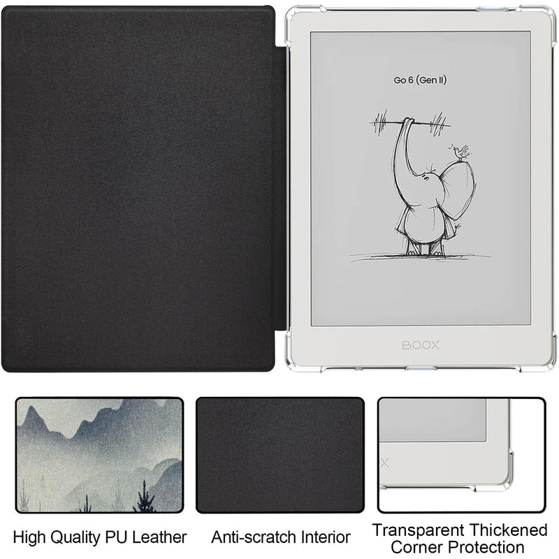 Folio Case for Onyx Boox Go 6 (Gen II/Gen I 2026/2025) Ultra-Thin Enhanced Auto Sleep/Wake Cover with Transparent TPU Back Thickened Corners, Magnetic Closure (Misty Forest) Misty Forest