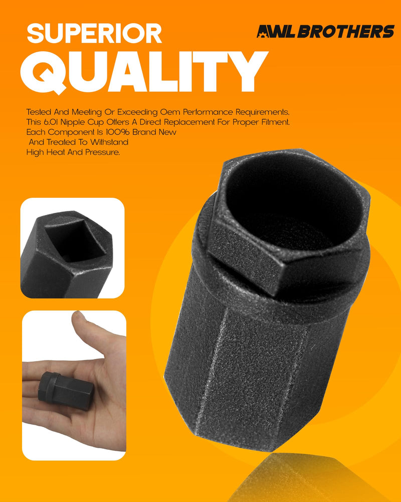 6.0L Diesel Nipple Cup Socket Kit High Pressure Oil Rail Ball Tube Repair with 1/2" Drive Socket for Ford 6.0L Diesel Engines 2003-2010