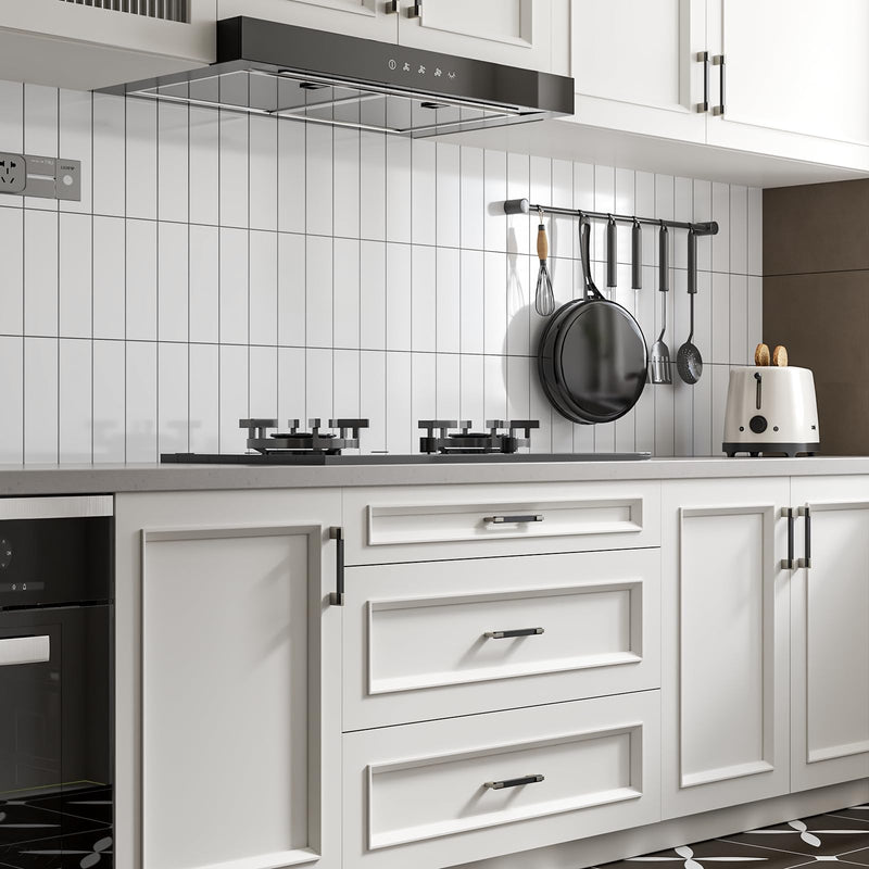 Rergy 5 Pack Adjustable Cabinet Pulls Black and Silver, 4 and 5 inch Hole Spacing Cabinets Handles, 2 Tone Dresser and Drawer Pull, Square Kitchen Hardware Hole Center: 4in(102mm) and 5in(128mm) Black and Brushed Nickel