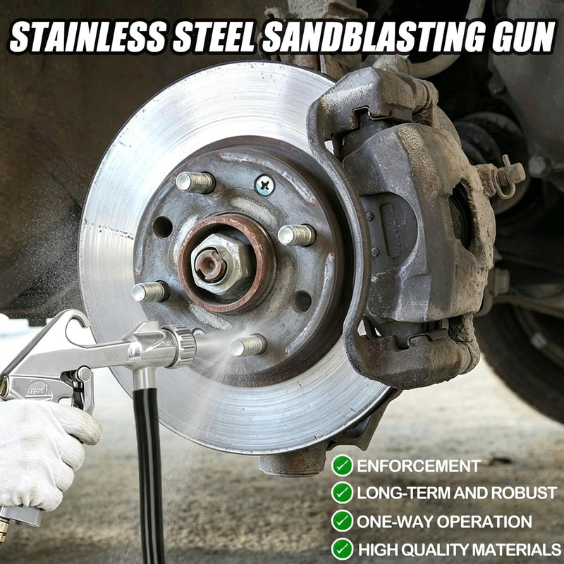 Sand Blasting Gun Kit Sandblaster Gun with Long Nozzle and Hose Rust Remove Abrasive Sand Blasting for Sandblasting Cabinets Long Nozzle Kit