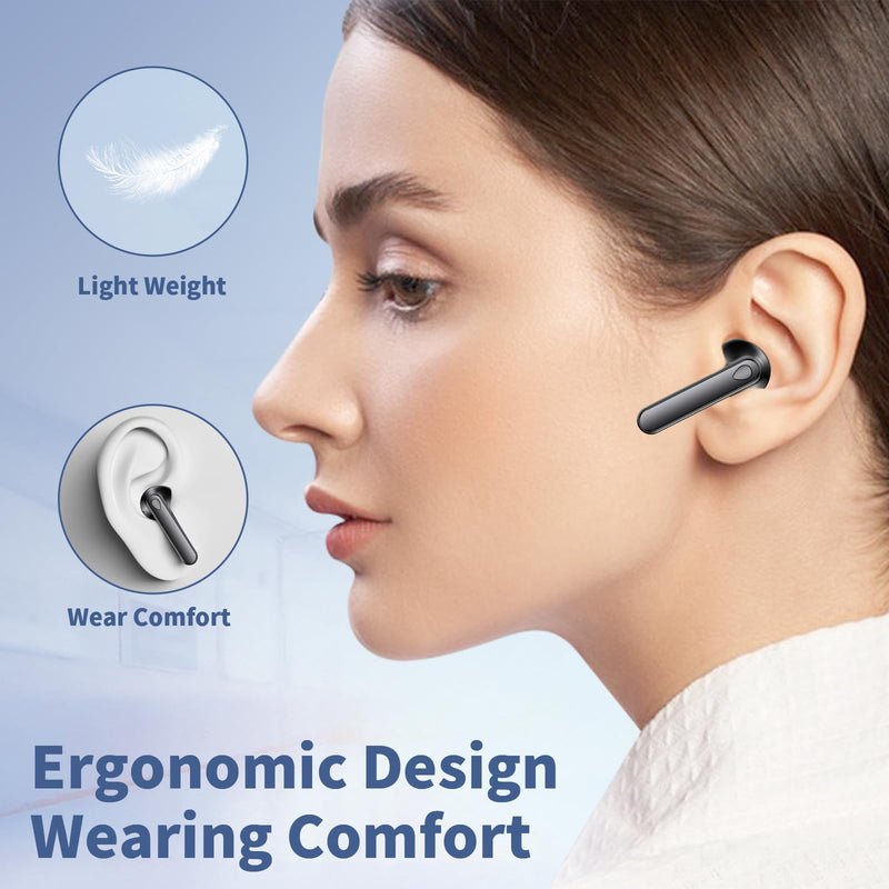 Wireless Earbuds Bluetooth 5.4 Headphones IPX7 Waterproof Earbuds | 48H Long Battery Life Ear buds, LED Display, HiFi Bass, Built-in Mic for Sports Office Home Earphones Black