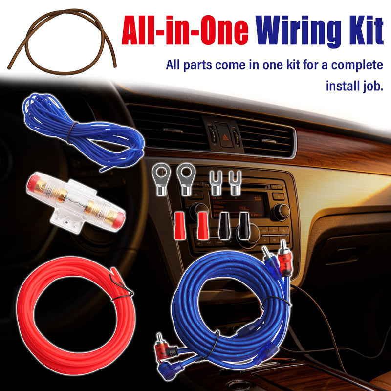 Amp Wiring Kit 10 Gauge Fit Car Audio Subwoofer Upgrade | Subwoofer Wiring Kit Includes 10 Gauge Speaker Wire,RCA Cable,Fuse Holder,Terminals,All-in-One Amplifier Wiring Kit