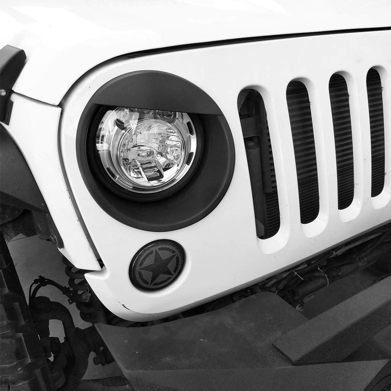 Hooke Road Wrangler Headlight Cover Angry Bird Bezels Trim Matte Black Accessories for 2007-2015 Jeep JK Wrangler & Unlimited - Pair
