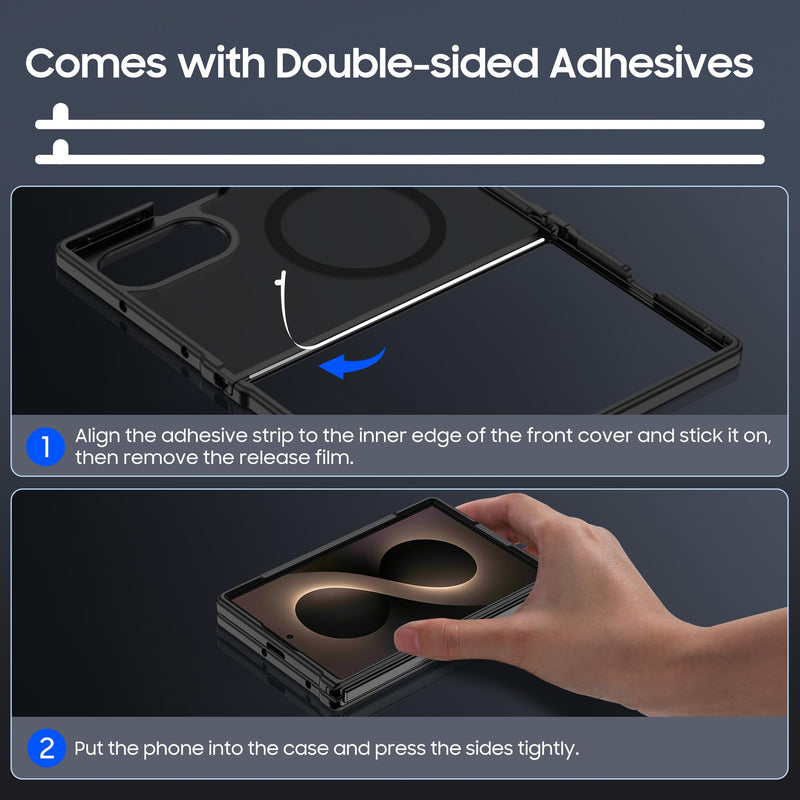 MAKAVO Magnetic for Samsung Galaxy Z Fold 8 Case, for MagSafe, Black | Compatible with MagSafe, Slim Translucent Matte Finish, Hard PC Back & Soft TPU Bumper, Shockproof Protection