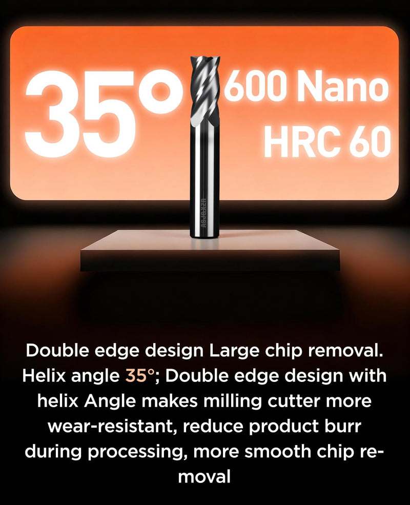 End Mill Solid Carbide, Tungsten Carbide Straight Shank (1, 1/2"(32/64")) 1/2"(32/64")