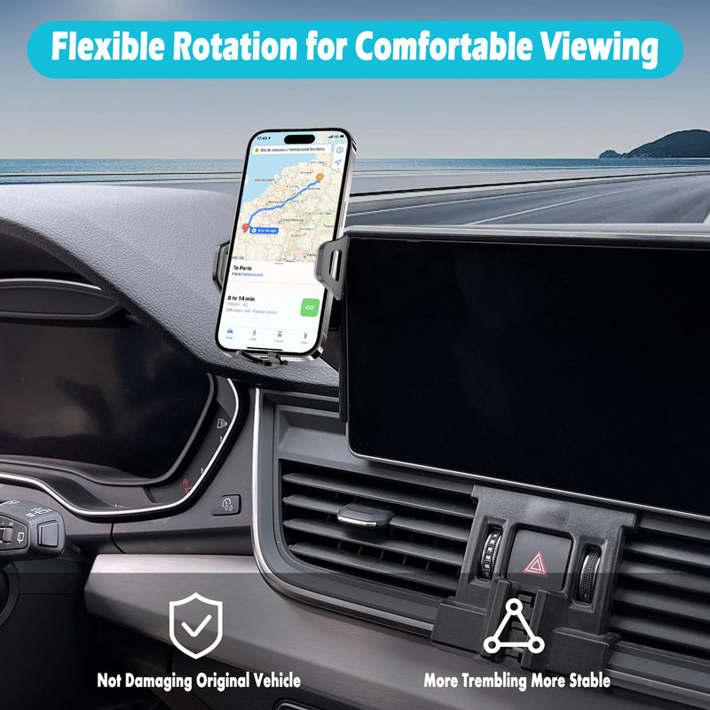 Car Phone Holder with Glasses Case Fits for Audi A4 2017-2019/Q5 2018-2020 Accessories(Only fit for 8.3-Inch Screen),Thick Cases Friendly,Cell Phone Mount for 4.7-7 in Phones A4 2017-2019/Q5 2018-2020(8.3 in Screen)