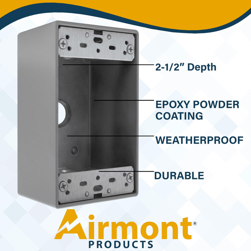 Weatherproof Outdoor Electrical Box – 1 & 2-Gang Die-Cast Aluminum Outlet Box, Cover & Kit for Wet Locations, Patio Lighting, Deck Outlets & Exterior Receptacles (Complete Kit, 1-Gang) Complete Kit