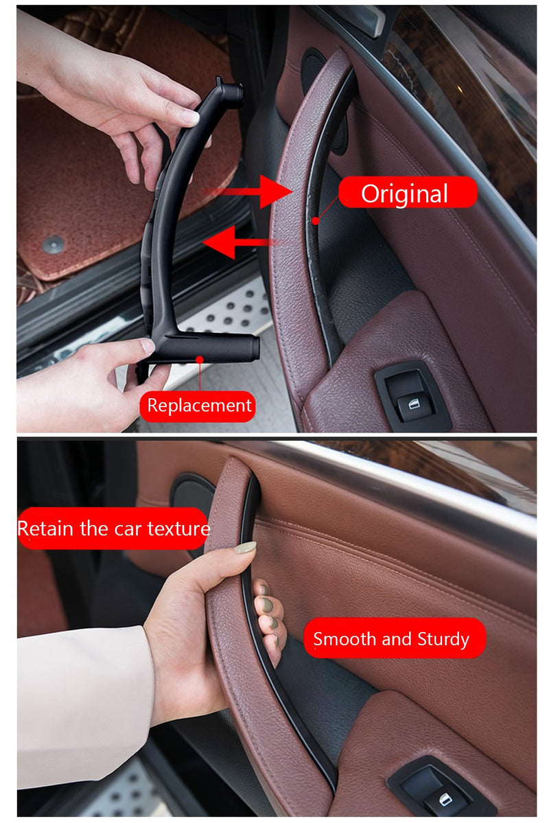 Jaronx for BMW X5 X6 Door Pull Handle, Inner Door Trim Grab Cover Passenger Side Right Front/Right Rear (Fits:BMW X5 2008-2013 and X6 2008-2014) (Leather Cover NOT Inculded) Black