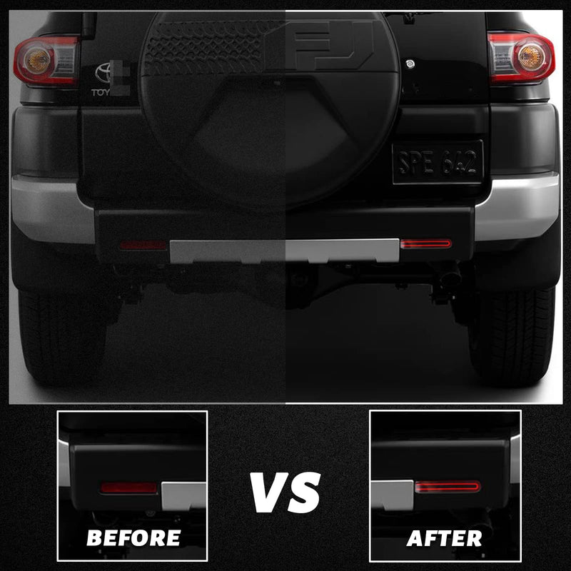 DRL Red Lens LED Rear Fog Daytime Running Lamp Dynamic Sequential LED Turn Signal Light Function Compatible with Toyota FJ Cruiser 2007-2022 Accessories REAR Bumper B
