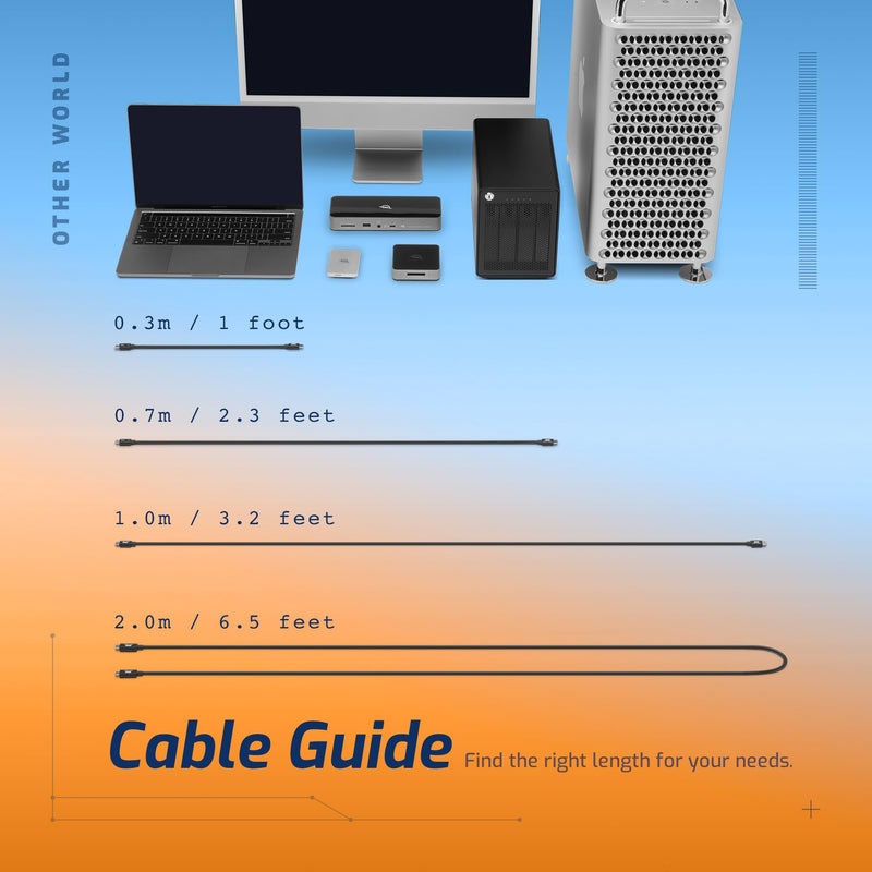 OWC Thunderbolt 4 Cable, Thunderbolt certified, 0.72 meter (2.36 ft), 40 Gb/s data transfer, 240W power charging, Compatible with Thunderbolt 4, Thunderbolt 3, USB-C, and USB4 devices, black 0.7M