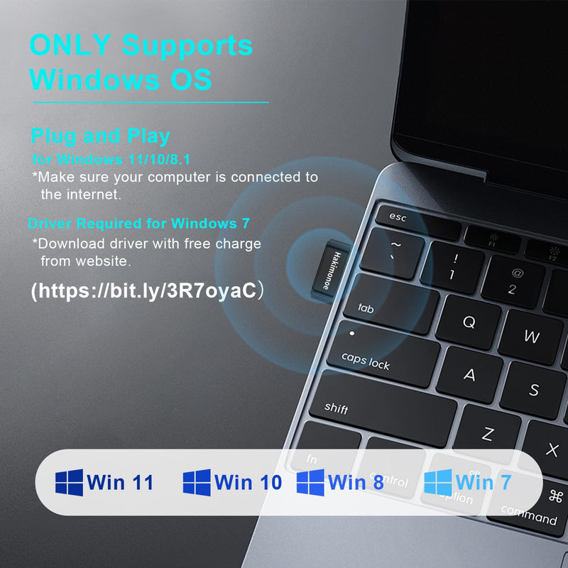 Mini USB Bluetooth 5.4 Adapter for Laptop PC, Wireless Transmitter Dongle for Desktop Windows 11 10 8.1 7, Plug n Play Bluetooth Headphones Speaker Mouse Keyboard Printer Controller