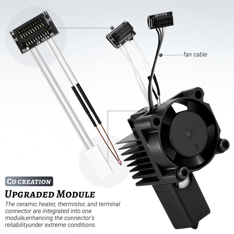 P1S Hotend Complete Kit, Complete Assembly for Bamboo Lab P1 Series 3D Printers, 0.4 mm Hardened-Steel Nozzle, Ceramic Heater, Thermistor, Fan and 3D Printers Extruder Heating Block Replacement 0.4mm