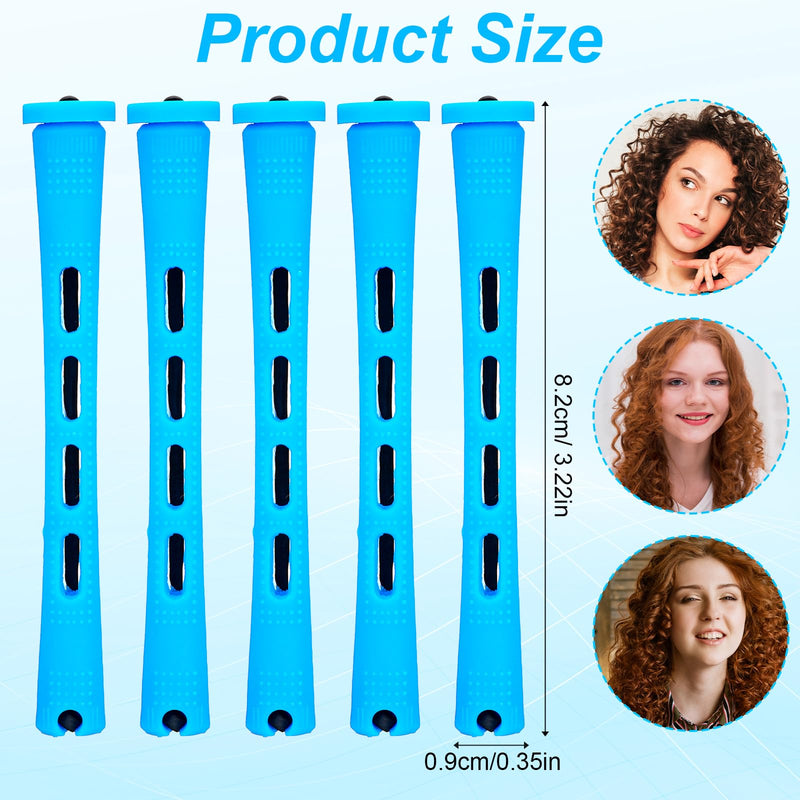 40pcs Perm Rods Cold Wave Rods,Perm Rollers,Curling Rod,Blue,0.47 Inches | for Short Hair, Small Plastic, for Braids, Small Hair-Rollers, for DIY Styling