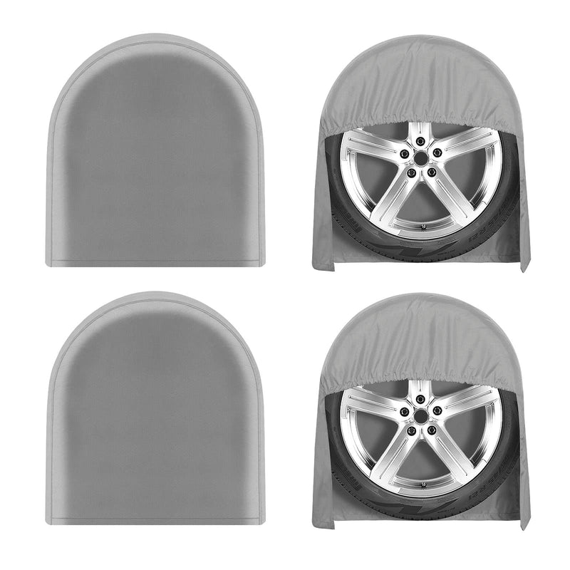 OutdoorLines Outdoor Waterproof Tire Covers Set of 4 - UV-Proof Trailer Wheel Cover Windproof Tire Protector for RV Jeep Trailers Camper Van Truck, Universal Tire Covering Fits Diameters 24"-26", Gray S - Fits Tire Diameters 24"-26"