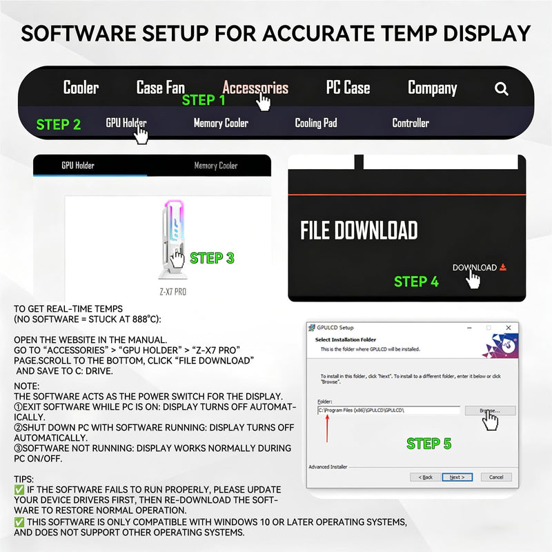 ARGB GPU Support Bracket with CPU & GPU Temp/Usage Display, Adjustable Height Anti Sag GPU Stand with Magnet & Non-Slip Base, Universal Graphics Card Support, RGB GPU Brace / Video Card Holder