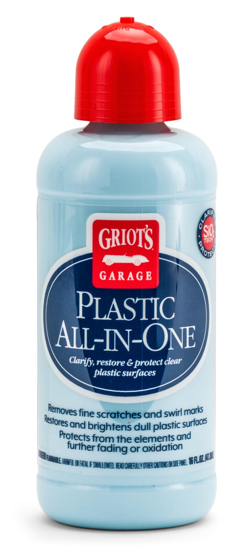 Griot's Garage 10872 Plastic All-in-One 16oz – Polish, Restore, & Protect Clear or Glossy Plastics – Perfect for Vehicle Lights, Gauges, B-Pillars, Windscreens, & More – Ceramic Infused Protection