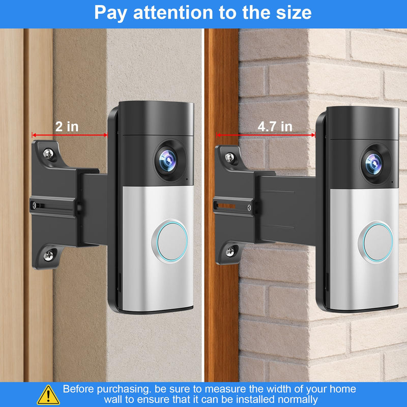Adjustable 2" to 4.7" Doorbell Extender Mount for Ring Newest 2026 Battery/Blink/Tapo/Orbitell Video Doorbell, Universal Doorbell Angle Camera Mount, Brick Wall Mounting Bracket Holder for Wider View Ring doorbell mount