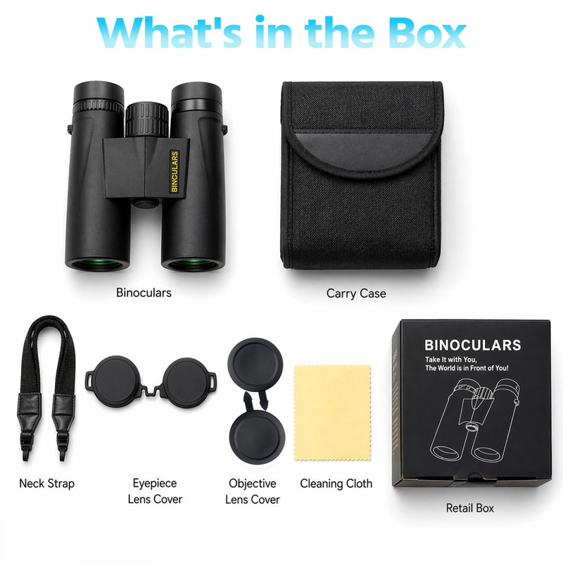 Asacam 12x42 Binoculars for Adults, HD High Powered Binoculars with BAK4 Prism, Lightweight for Bird Watching, Hunting and Travel