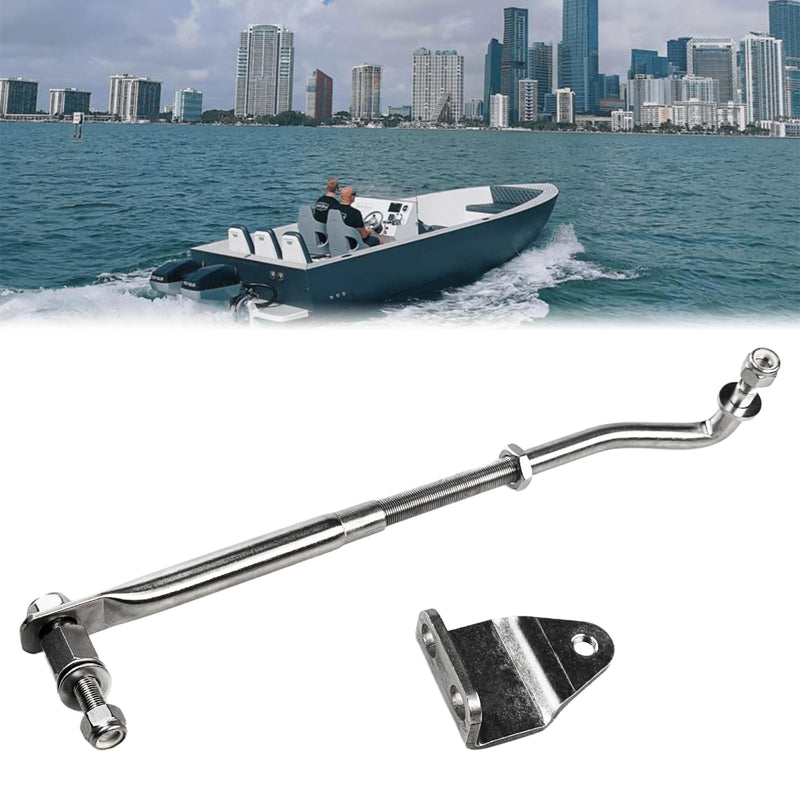 Outboard Motor Steering Link, Universal Boat Engine Stainless Steel Steering Link Rod with Fixing Bracket, 265-315mm Adjustable Outboard Steering Arm for15HP to 200HP Outboard Engine
