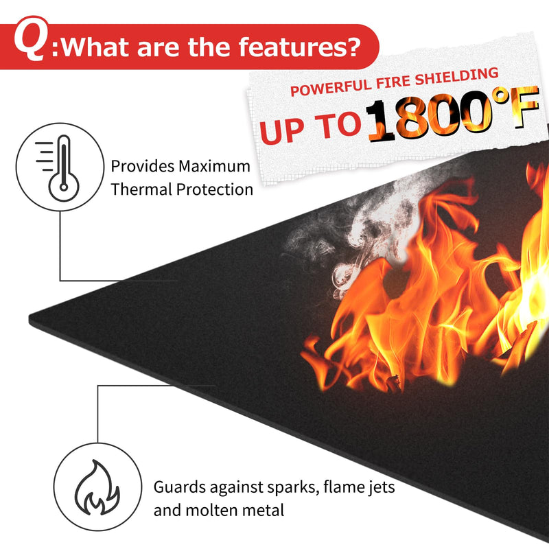 Matace 40x40 Inch Large Fireproof Welding Blanket & Pad, 5mm Thickened Fire Resistant Carbon Felt Cloth, Flame Retardant Fabric, Heat Shield for Grill Cover, Soldering, Firepit, Smoker, Black 40x40" 1 Piece 1/5 Inch (5mm)