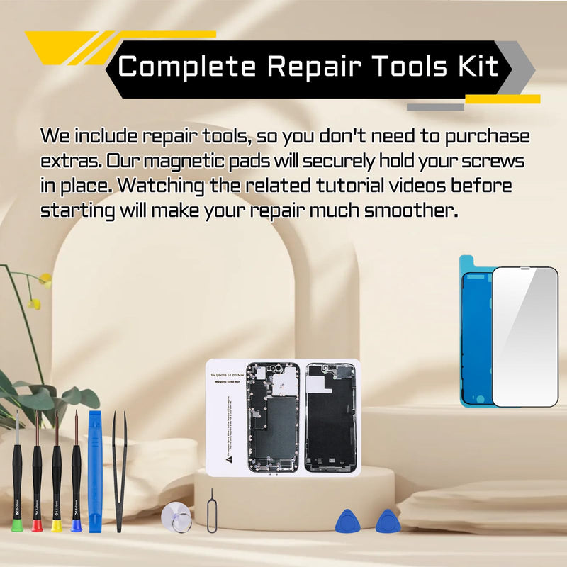 Screen Replacement for iPhone 14 Pro Max with Earpiece 6.7" LCD | Display Digitizer Ambient Light Sensor 3D Touch Full Assembly Repair Proximity Sensor Tools Kit A2894 A2651 A2893 A2896 A2895