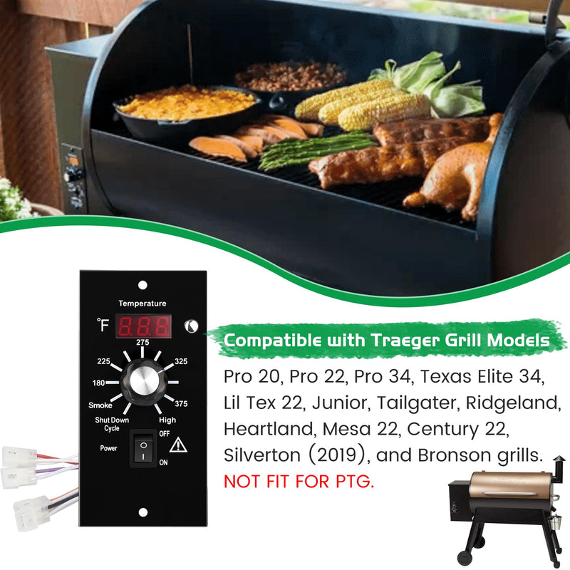 Control Panel Replacement for Traeger BAC236 Controller Digital Elite Thermostat BAC365 Wood Pellet Smoker with 7" RTD Temperature Probe Sensor BAC194 Grill Accessories Upgraded BAC236 Kit
