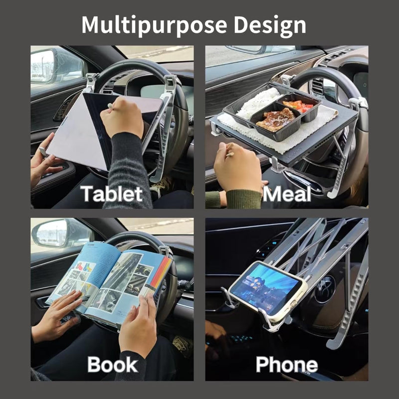 Car Laptop Mount, Height Adjustable Steering Wheel Laptop Tray for Car, Foldable Laptop Desk for Truck SUV Tesla, Portable Vehicle Workstation Table | Steering Wheel & Desktop Dual Mode, 5-Second Quick Scene Switch