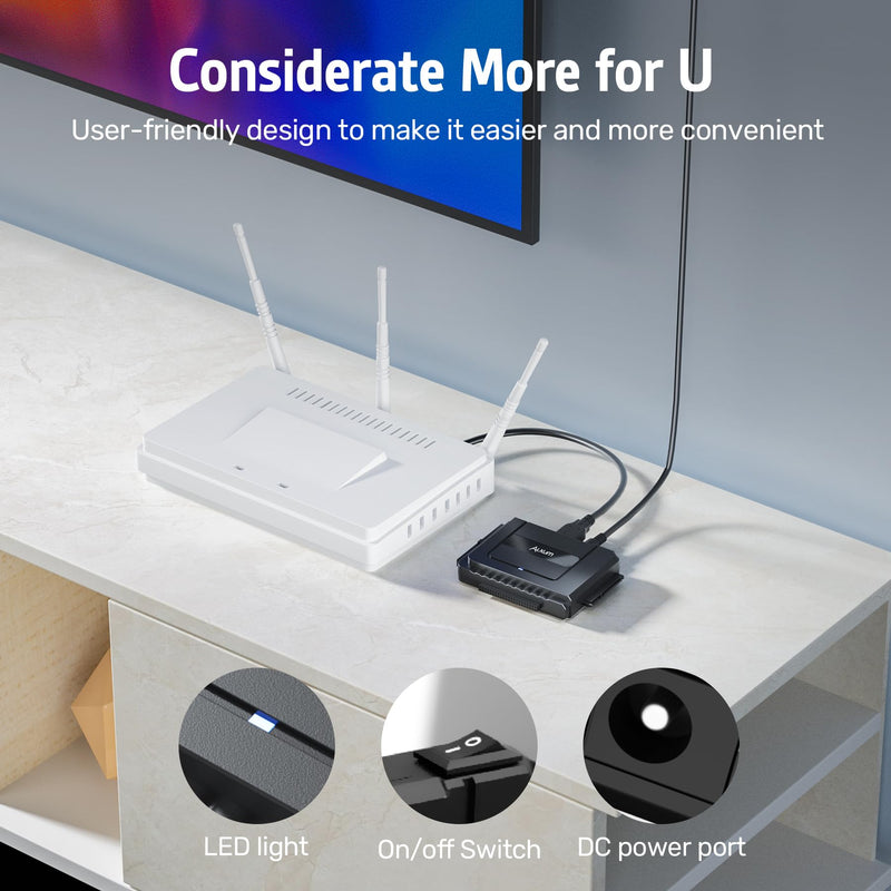 SATA to USB 3.0 Adapter - External Hard Drive Reader Recovery Converter for Universal 2.5" 3.5" HDD SSD Optical Drive, 2.5/3.5 Inch SATA IDE Hard Drive Adapter Transfer Kit Included Power 12V 2A USB A & USB C