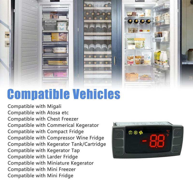 Temperature Controller XR06CX-4N1F1 Fit Commercial Refrigerators/Freezer | 120V 50-60Hz Replace for Dixell Programmable Temperature Controller with Temperature Sensing Probe