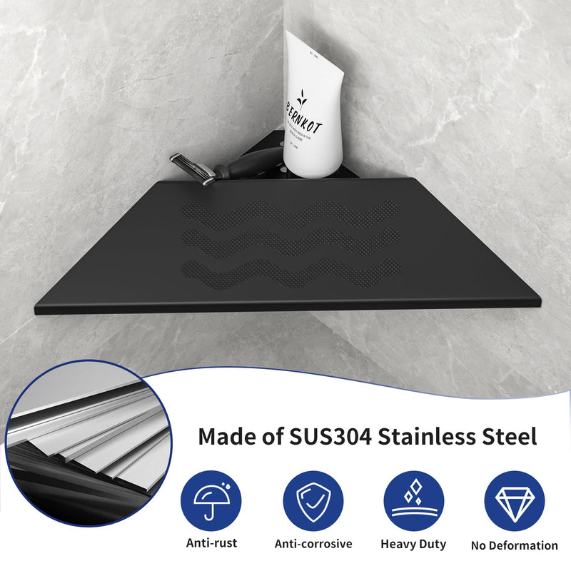10'' Corner Foot Rest for Shaving Legs, Wall Mounted Foot Ledge for Bathroom Inside Shower, 304 Stainless Steel Footrest with Shaving Holder (Black) Black
