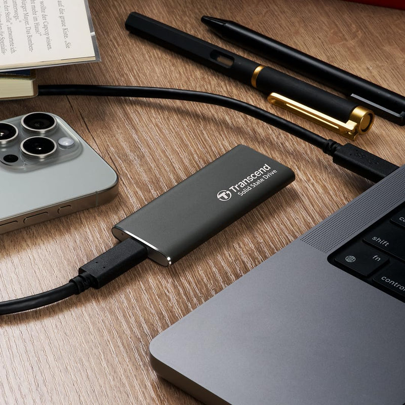 Transcend Portable SSD 500GB External Solid State Drives, up to 1050MB/s USB C SSD External Hard Drive USB 3.2 Gen 2 for iPhone, iPad, Windows, Mac, Android, Tablets, PS5, PS4, Xbox and Smart TV Iron gray (1050MB/s)
