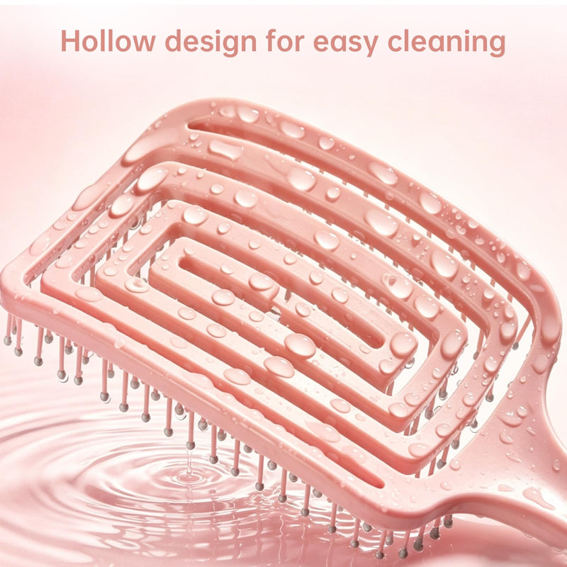 Detangle Hair Brush Set 2 Pack, Curved Vent Brush & Hair Detangler – Easy Detangling Vented Styling Comb for Long Thick Curly Straight Dry Wet Hair(Purple & Pink) fenzi